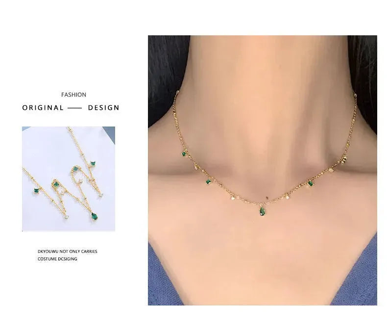 Generous water drop emerald zircon necklace - EX-STOCK CANADA