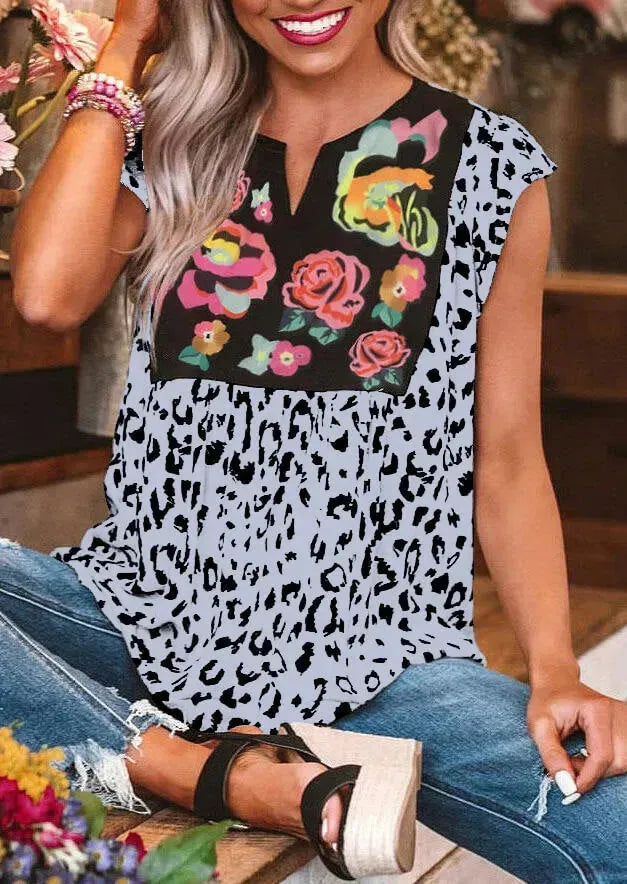 Women Casual Spring Summer Beach V Neck blouse top - EX-STOCK CANADA
