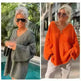 Women's Fashion V-neck Long-sleeve Knitwear 2-color Sweater dress - EX-STOCK CANADA