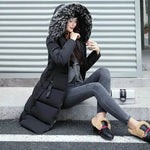 Long Zip up Faux fur Collar Hooded Winter Puffer coat women - EX-STOCK Canada
