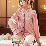 2pcs Couple Gold Velvet Long Sleeve Pajamas set - EX-STOCK Canada