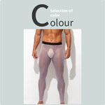 Men's Ultra thin Ice Silk Long John Skinny Flesh Nude Reflective Slim Leggings - EX-STOCK Canada