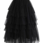 Summer Long Wave Ruffle Layered Ruched High Waist Midi tulle Skirt - EX-STOCK Canada