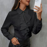 New Long Sleeve Business Work Office  Chiffon Blouse Shirt Women - EX-STOCK CANADA