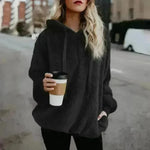Women's Polerones Fleece Hoodie Pullover fall Winter Zipper Pocket Sweatshirt - EX-STOCK CANADA