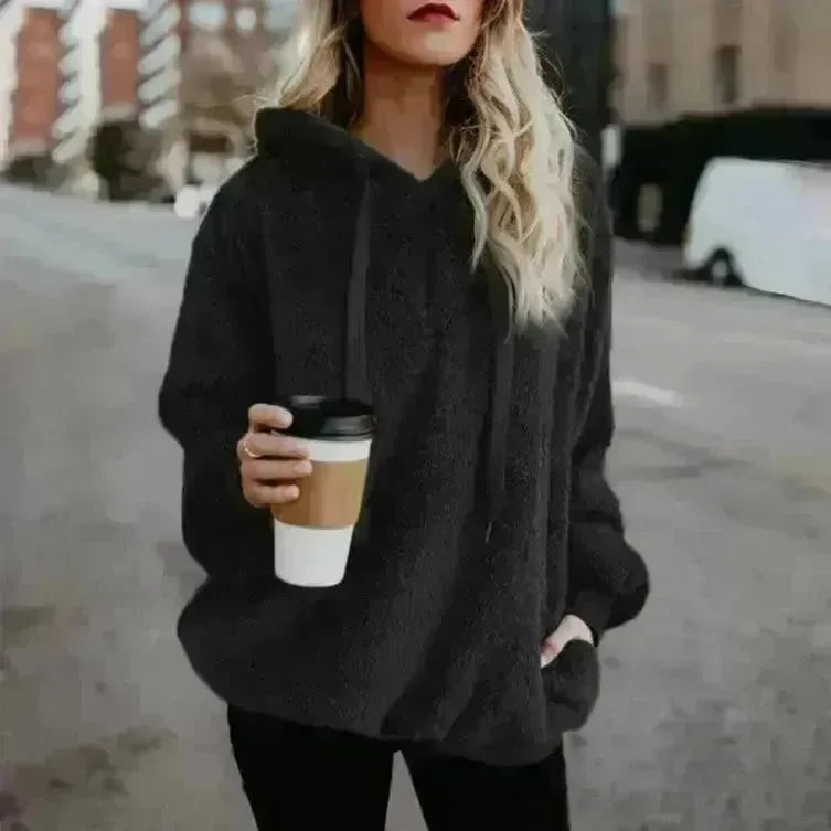 Women's Polerones Fleece Hoodie Pullover fall Winter Zipper Pocket Sweatshirt - EX-STOCK CANADA