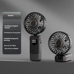 Handheld Fan Digital Display Hanging Neck Folding Charging - EX-STOCK Canada