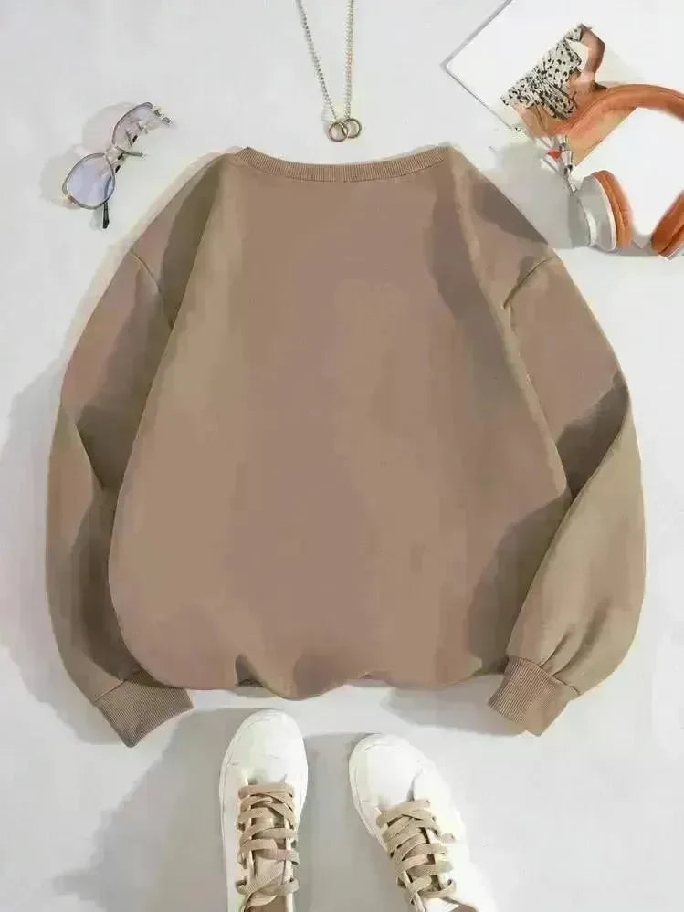 Women Figures Pattern Warm Lined Sweatshirt - EX-STOCK CANADA