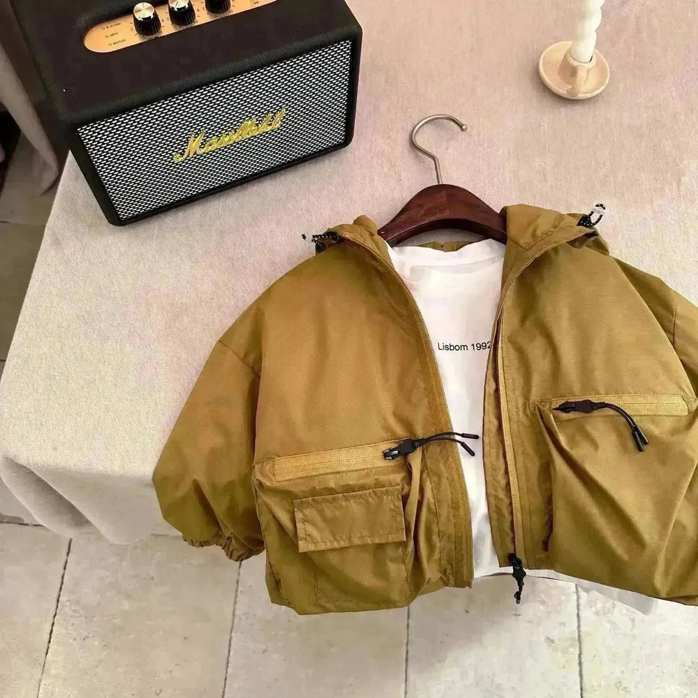 Boy Solid Color Short Hood Shell Jacket - EX-STOCK CANADA
