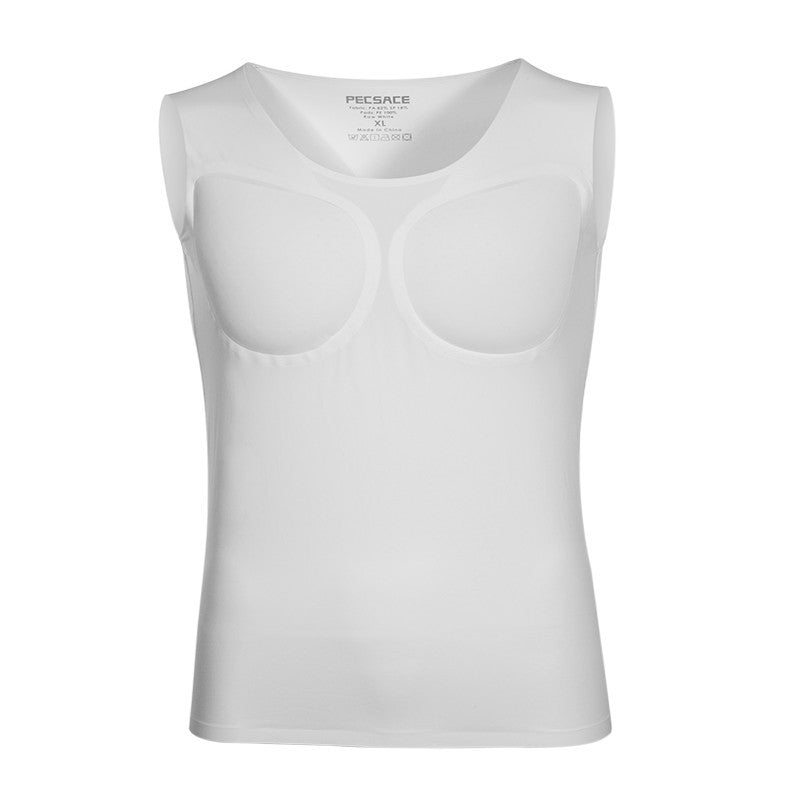White tank top with brand name on a white background