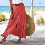 Women's summer Fashion Cotton Linen A-Line Hip Mid Waist Long maxi Skirt - EX-STOCK Canada