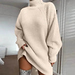 Winter Solid Mini Jumper Dress Turtleneck Sweater Dress - EX-STOCK Canada
