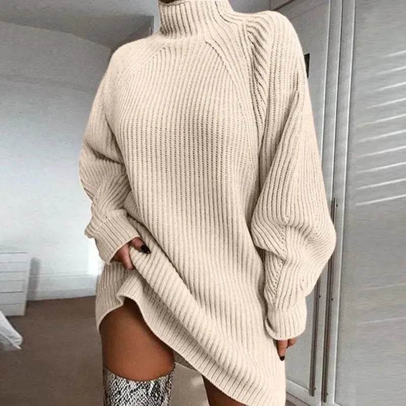 Winter Solid Mini Jumper Dress Turtleneck Sweater Dress - EX-STOCK Canada