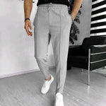 Men's Casual Fashion Waffle High Waist Drawstring Elastic fitted straight leg Pant - EX-STOCK CANADA