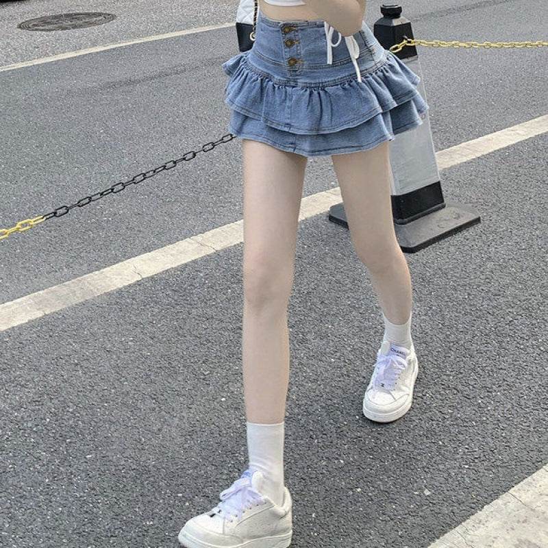 Hot Girl Pure Mini Denim Skirt Women's Summer Jeans Skirt - EX-STOCK Canada