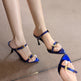 French Style Metal Buckle Pointed Toe Stiletto Sandals For Women 