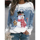 Snowman Printed Panel Loose Sweater EX-STOCK Canada 