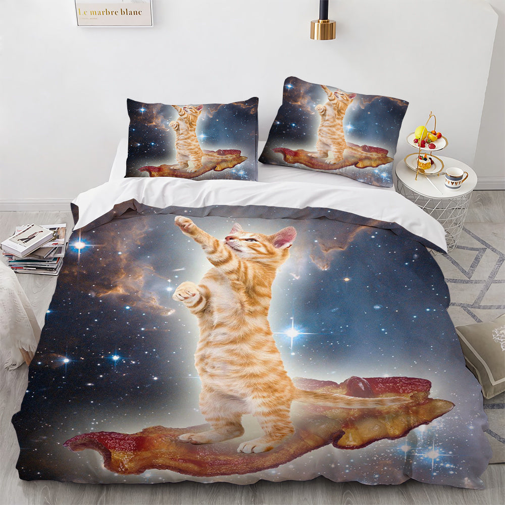 White Cute Cat Bedding Set Girl Ladies Bedroom Comfort Duvet Cover EX-STOCK Canada 