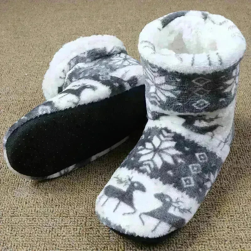 Christmas Elk Floor Shoes Indoor Socks Shoes Warm Plush House Slippers - EX-STOCK CANADA