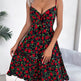 Spring And Summer Leisure Floral Spaghetti floral Midi Dress - EX-STOCK Canada