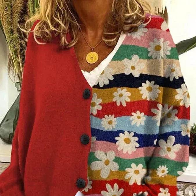 Casual Floral Cashmere button Cardigan Sweater for women - EX-STOCK Canada