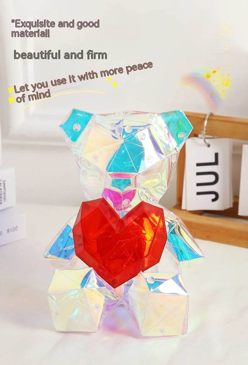 Laser Cross-border Colorful Bear Birthday Christmas Gift Diy Decoration Valentine's Day Gift Bear Night Light - EX-STOCK Canada