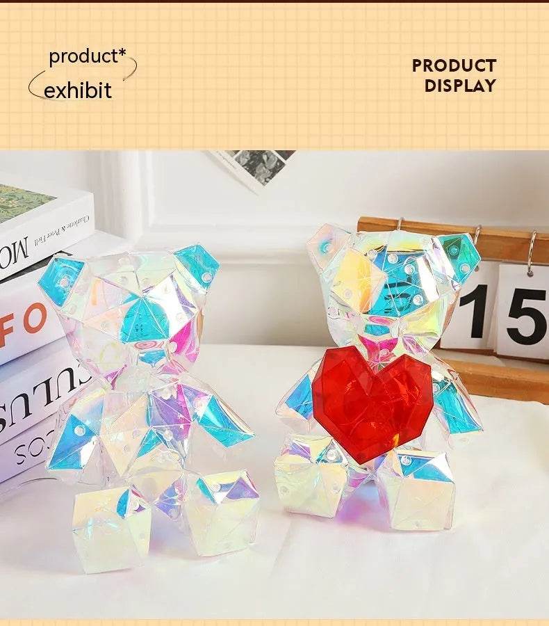 Laser Cross-border Colorful Bear Birthday Christmas Gift Diy Decoration Valentine's Day Gift Bear Night Light - EX-STOCK Canada