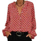 Women's Office Work Formal business V-neck Long Sleeve Stylish Button down Blouse shirt - EX-STOCK CANADA