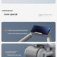 A promotional infographic for a gray textured gym roller attachment, showing a close-up of the 100mm roller, a phone holder attachment, and a close-up of the grip, with descriptive text on a blue-gray background.