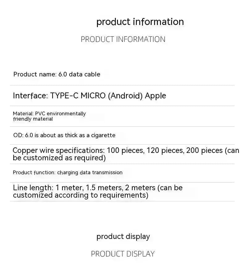 Charging Cable Fast Charging 120W Mobile Phone 6A Bold - EX-STOCK CANADA