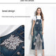 Embroidered Lace Denim Midi Jumper Dress European and American Style - EX-STOCK Canada