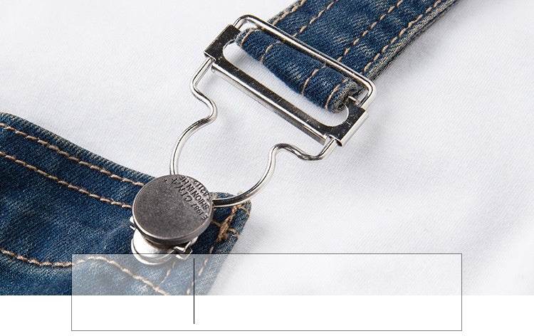 Embroidered Lace Denim Midi Jumper Dress European and American Style - EX-STOCK Canada