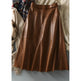 Fashion Retro All-match A- Line High Waist Formal Office Work Midi Faux Leather Skirt - EX-STOCK Canada