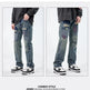 American Style Loose Broken Patch Straight Retro Denim Jeans pant Trousers Men - EX-STOCK CANADA