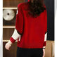 Women's Colour-Block Mock-Neck Sweater | Beige Camel, Green, Camel, Brown & Red | One Size 