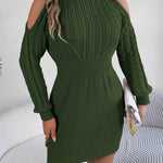 Fashionable Autumn Winter Slim fit Woolen Twist Knitted Mini Sweater Dress - EX-STOCK Canada