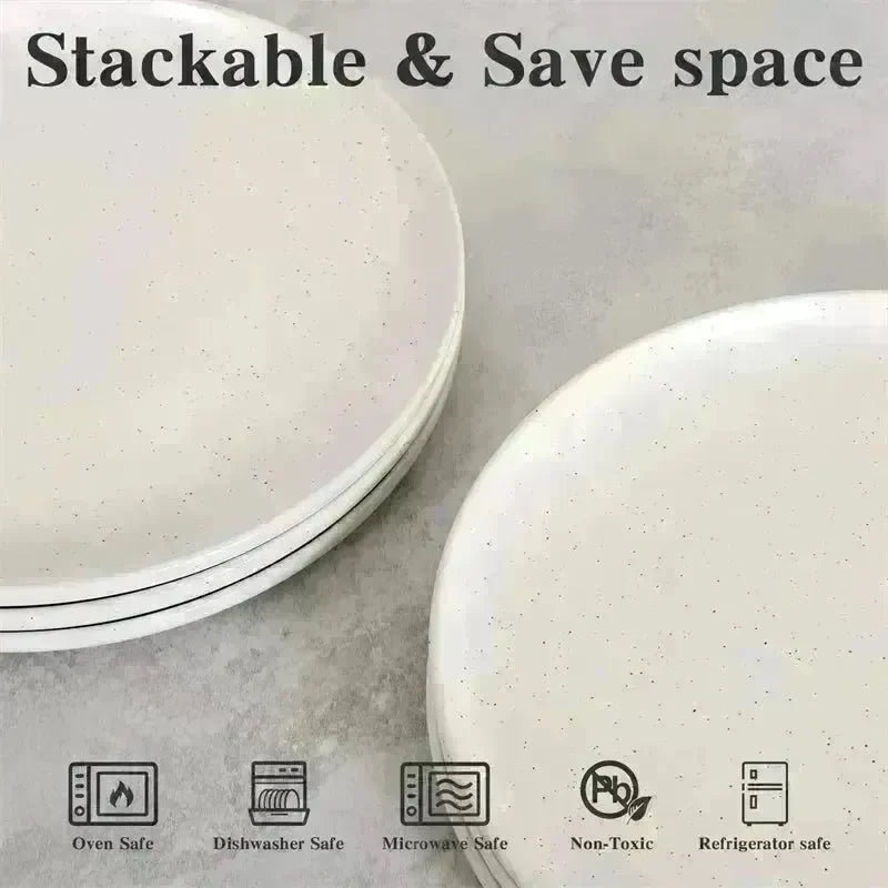6PCS Flat Ceramic Steak Plate Salad Plates - EX-STOCK CANADA