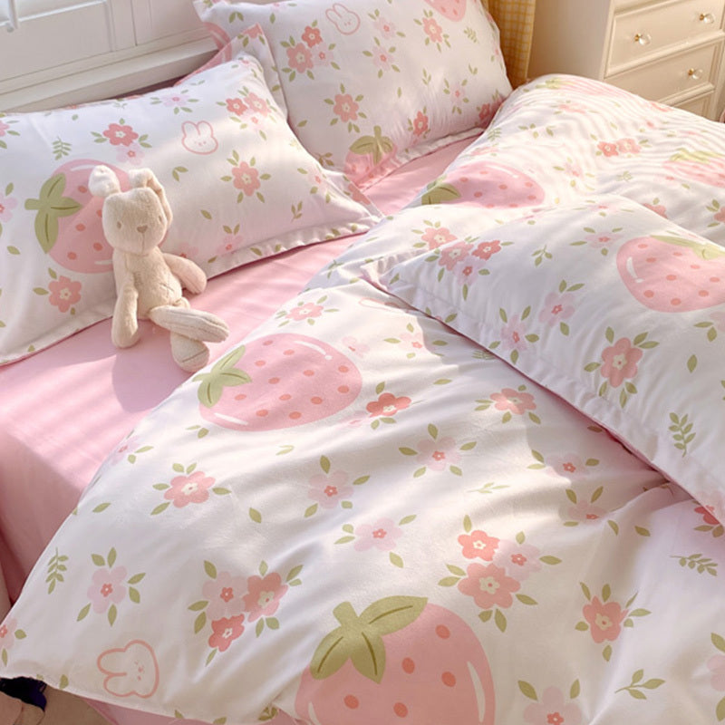 3 Piece Strawberry Duvet Cover Set Strawberry Print Bedding For Home Bedroom Decor Microfiber Quilt Cover Gifts Twin Full Queen King Size EX-STOCK Canada 
