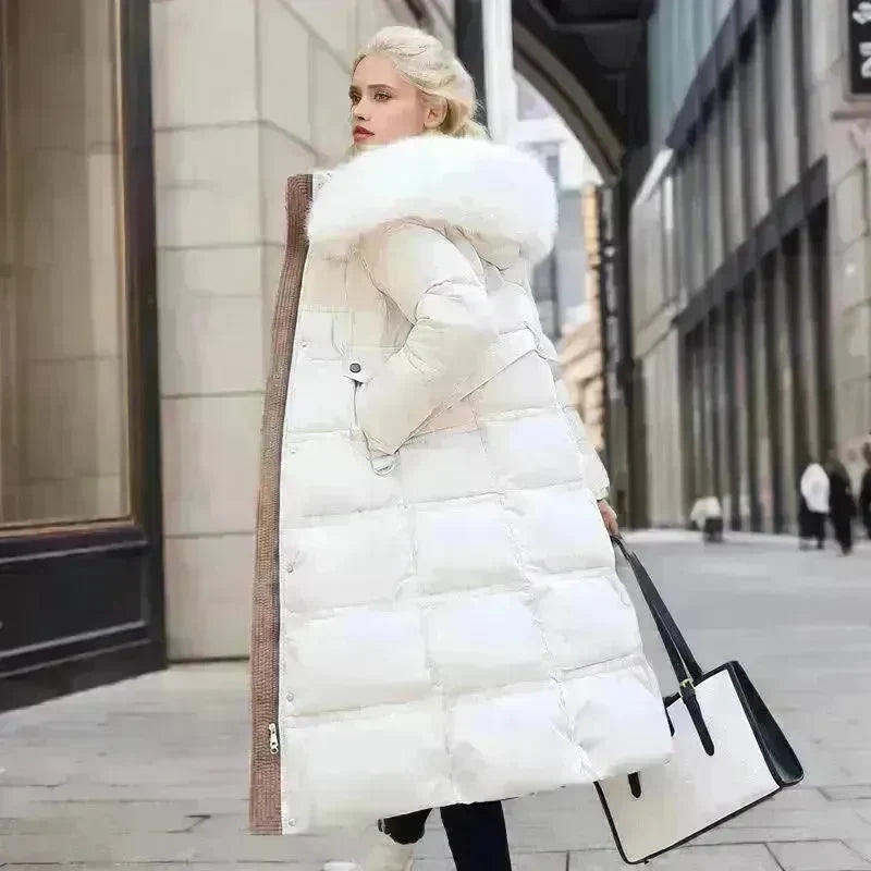 Women's Mid Length Fur Hoodie Winter Jacket Coat - EX-STOCK CANADA