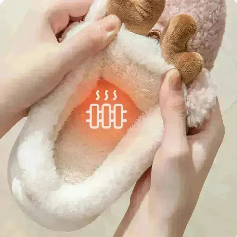 Christmas Shoes Winter Home Slippers Elk Soft Cozy Bedroom Slipper Slip On House Shoes - EX-STOCK CANADA