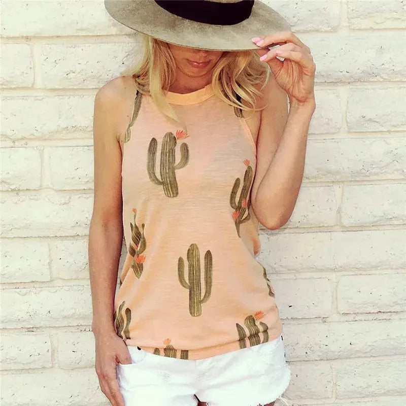Summer Halter neck blouse top  Cactus Print Women - EX-STOCK CANADA