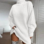 Winter Solid Knitted turtleneck sweater dress Mini - EX-STOCK Canada