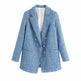 Retro loose suit tweed women's blazer jacket casual women streetwear - EX-STOCK Canada
