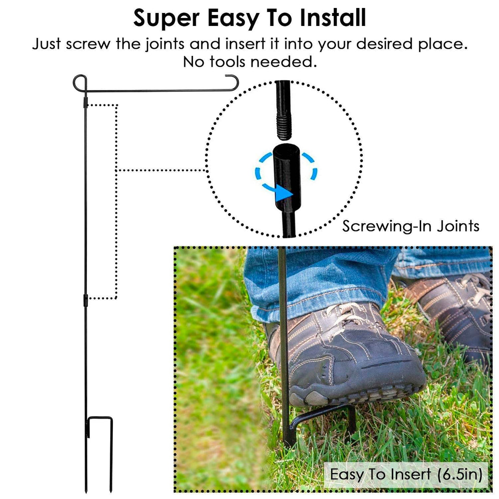 1Pc Garden Flag Stand Flagpole Weatherproof Wrought Iron Coated Yard Flag Holder For Yard Flag Party Banner Fits 11.8x17.7in Flag For Christmas Halloween Outdoor Decoration - EX-STOCK Canada