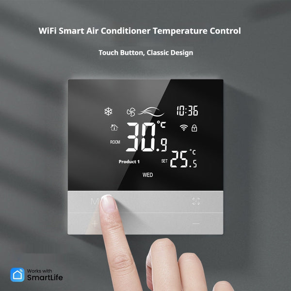 Panneau de thermostat LCD à écran tactile de climatisation centrale