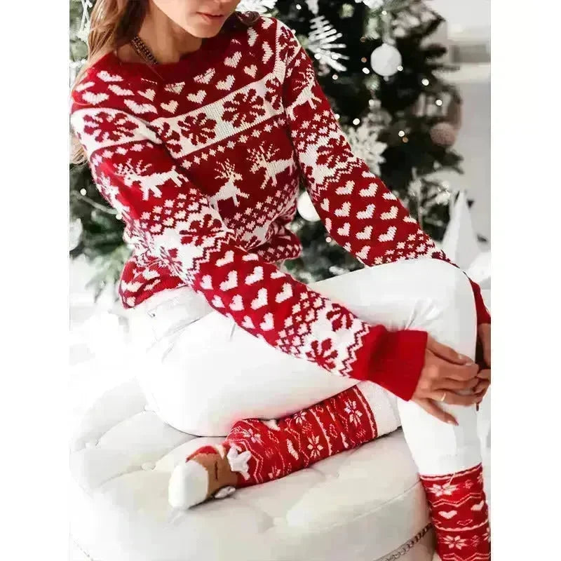 Christmas Elk Long Sleeve Knitted Sweater - EX-STOCK CANADA