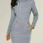 Women New hooded zipper pullover mid-length sweater - EX-STOCK CANADA