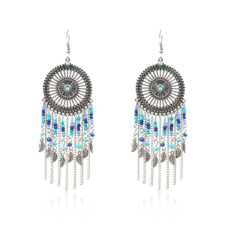 Beaded fringed hollow earrings - EX-STOCK Canada