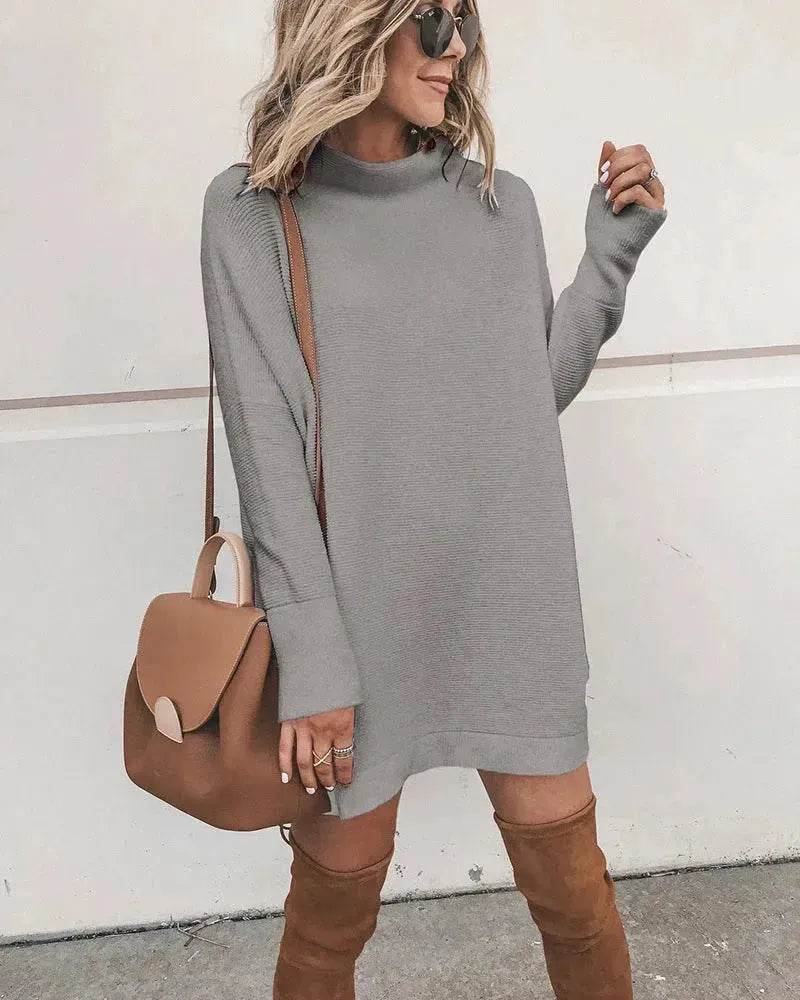 Oversized Mini Turtleneck Pullover Dress - EX-STOCK Canada
