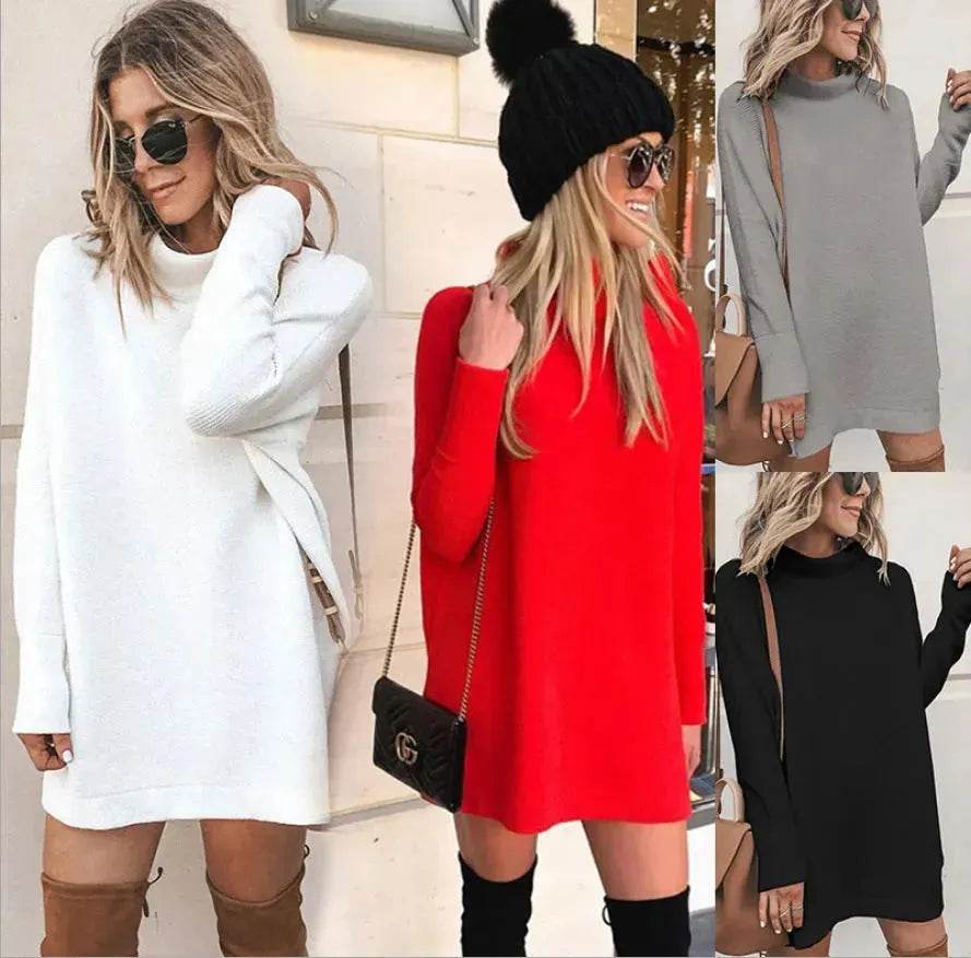 Oversized Mini Turtleneck Pullover Dress - EX-STOCK Canada